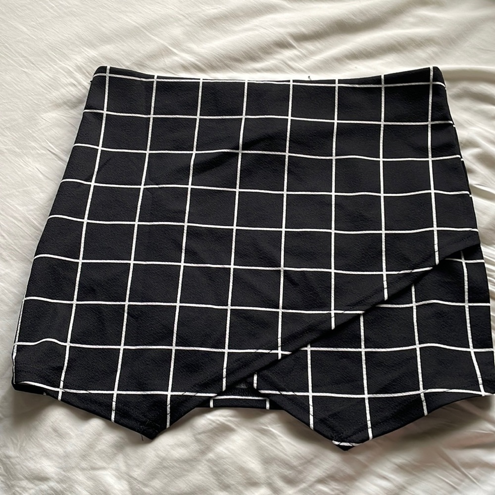 Black Grid Mini Skirt